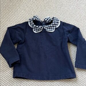 Jacadi Blue Sweatshirt with Gingham Collar